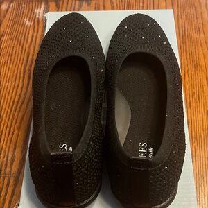 Bzees Black Knit Slip-O shimmery black shoes